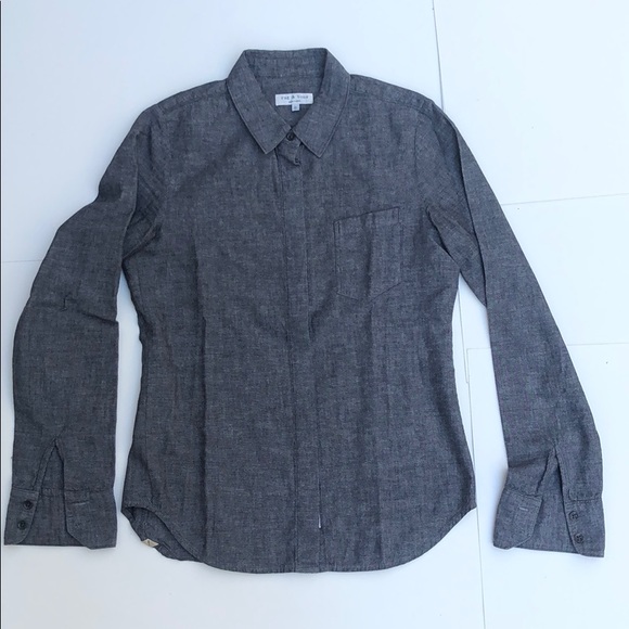 Rag & Bone Hidden Placket Button Oxford Shirt - Picture 1 of 5